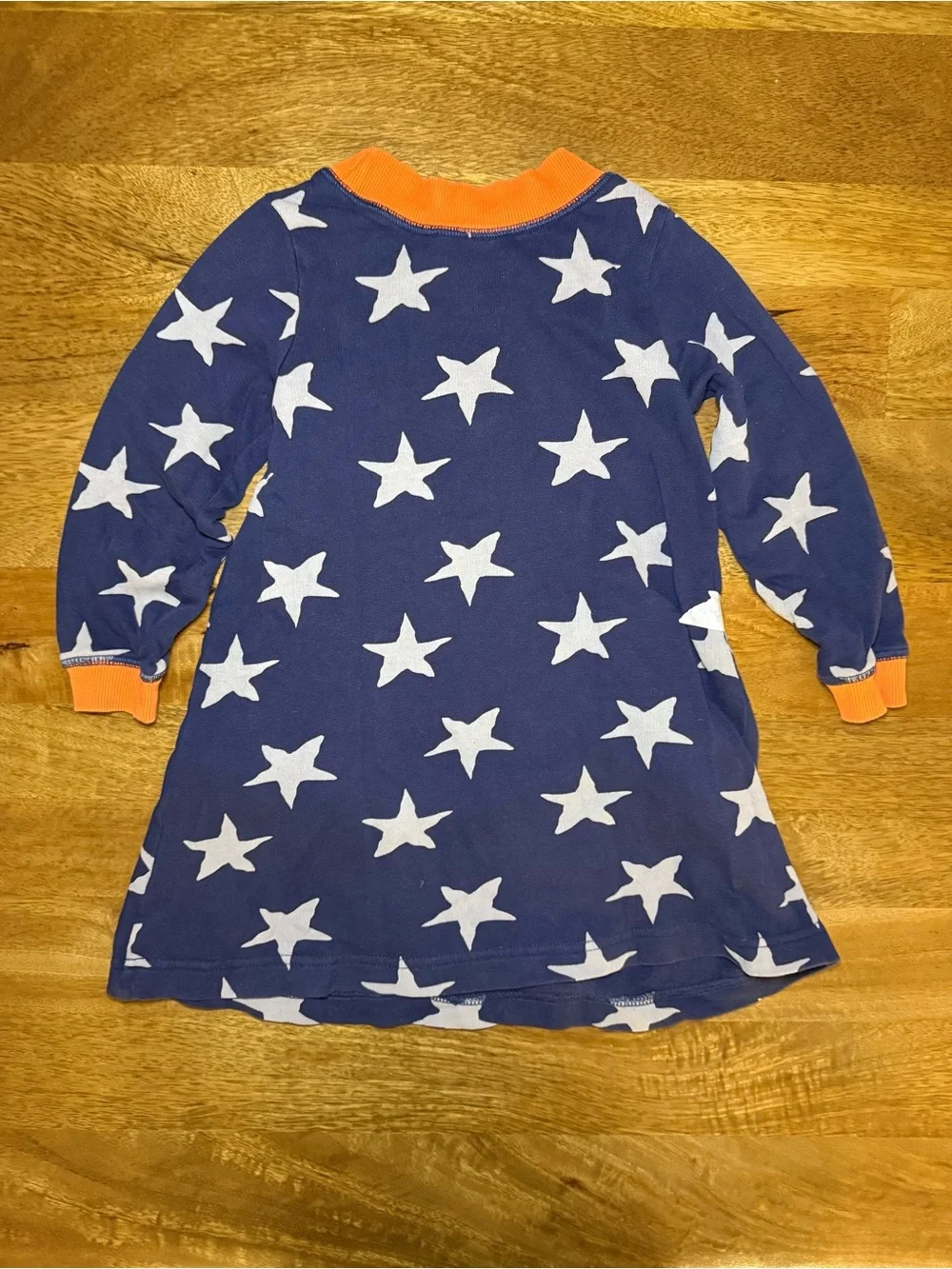 Hanna Andersson Navy Star-Print Long Sleeve Dress with Orange Trim